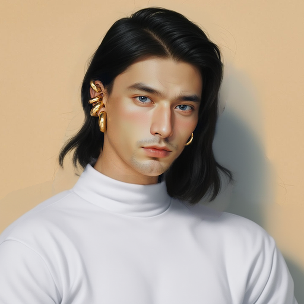 Gold Clip on Hoop Earrings Men nugget earrings