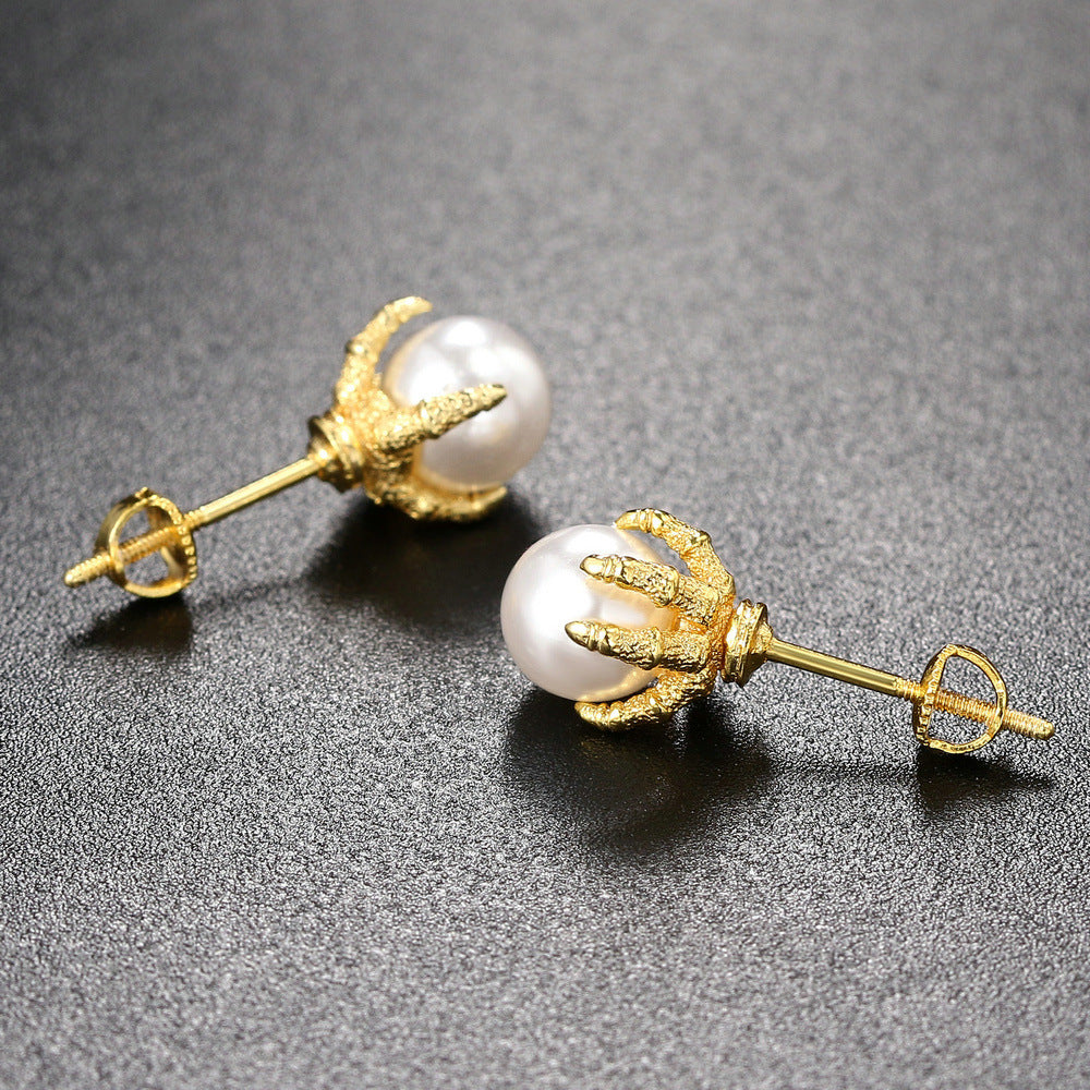 Square Hoop Pearl Stud Gold 18K Gold Plated Mens Nugget Earrings Nugget Jewelry