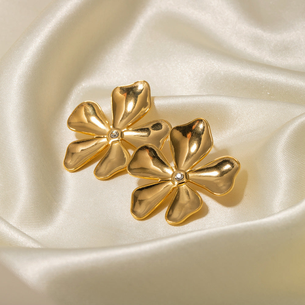 Flora Stud Diamond Gold Nugget Earrings 18K Gold Plated nugget earrings